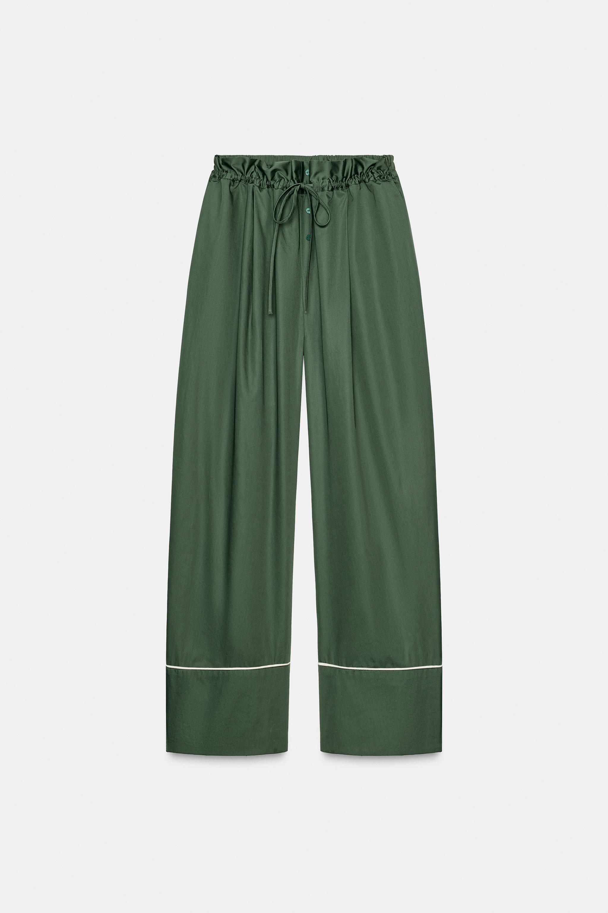 CONTRAST POPLIN PANTS