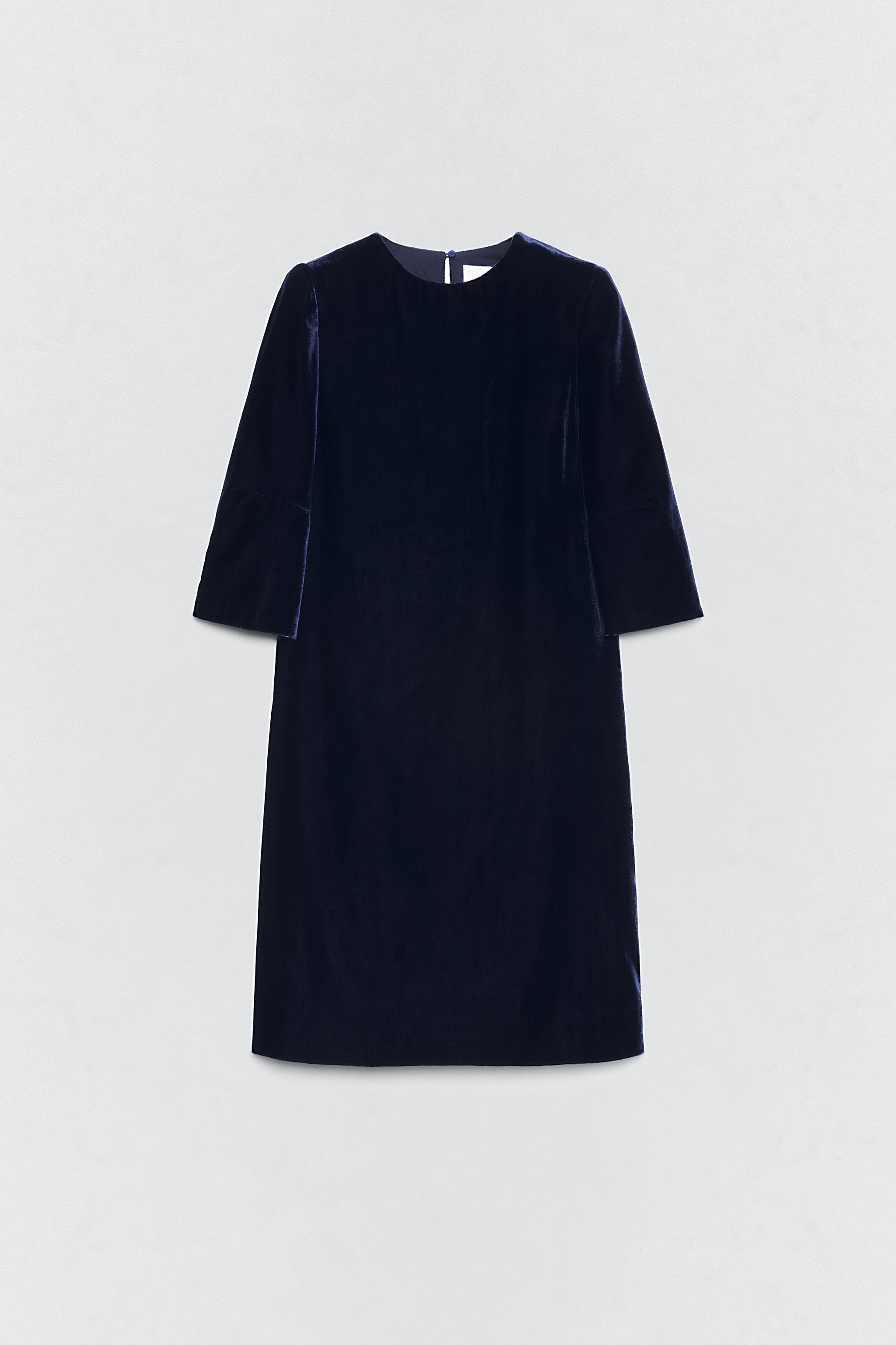 zara velvet dress blue Zara Velvet Dress Velvet Midi Dress Zara Deals