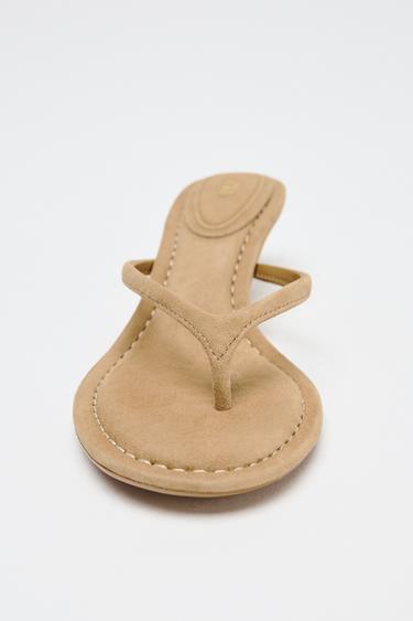 SANDALES À TALONS EN CROÛTE DE CUIR - Marron de Zara - Image 3
