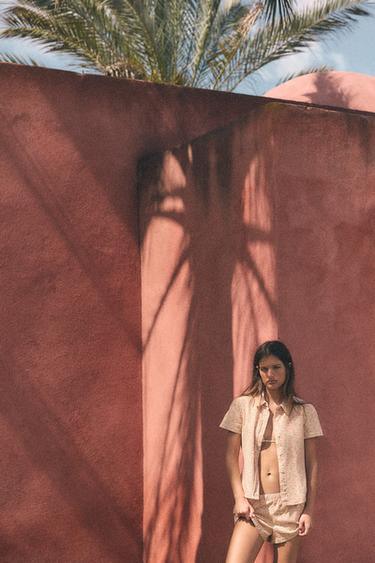 Zara KOŠULJA KRATKIH RUKAVA SA CVETNIM DEZENOM – Ružičasta