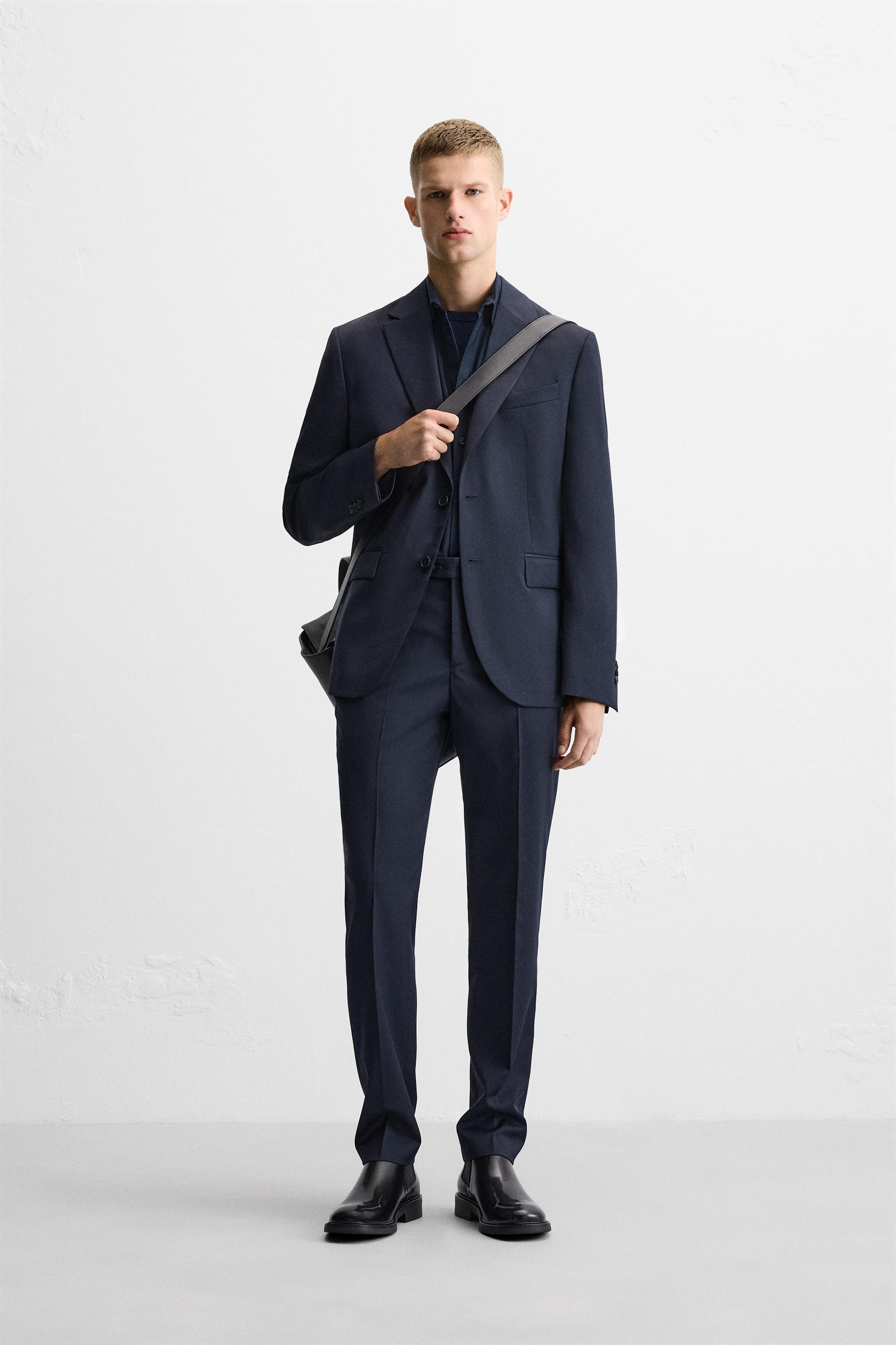 100% WOOL SUIT PANTS - Navy blue | ZARA United States