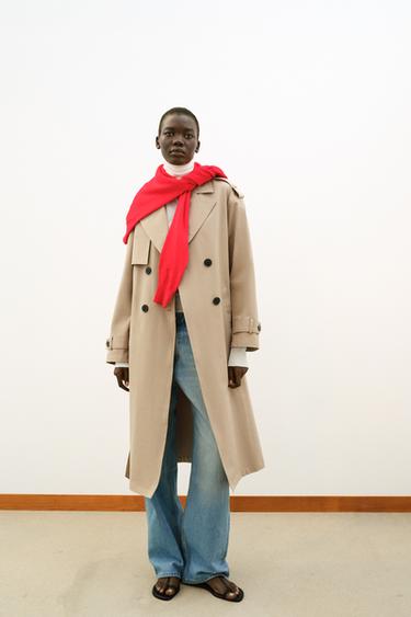 LONG TRENCH COAT WITH BELT - camel by Zara