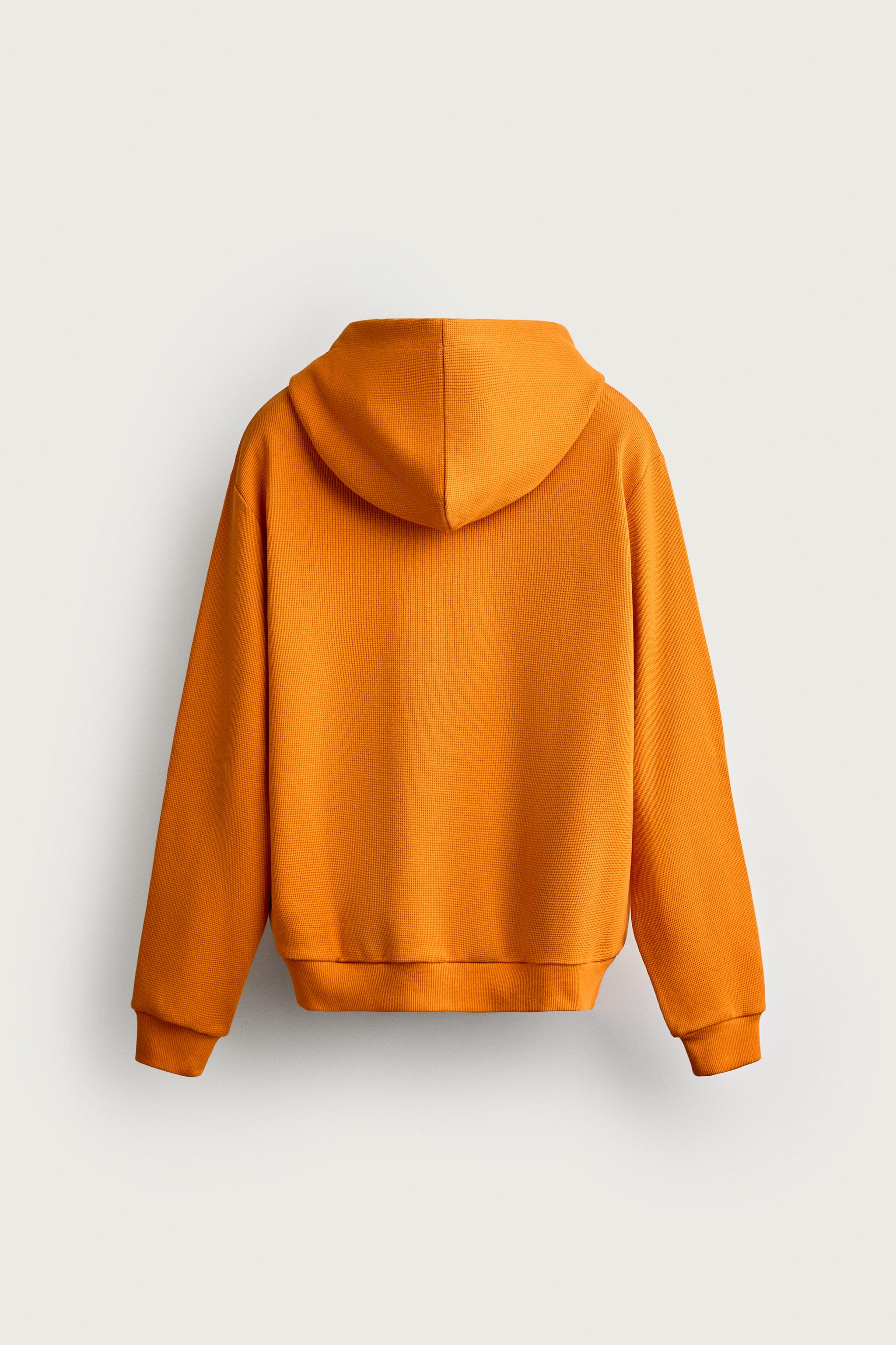 Мужские худи Zara WAFFLE HOODED ZIP SWEATSHIRT — фото 8