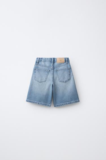 LONG DENIM BERMUDA SHORTS WITH RHINESTONES - Blue by Zara - Image 1