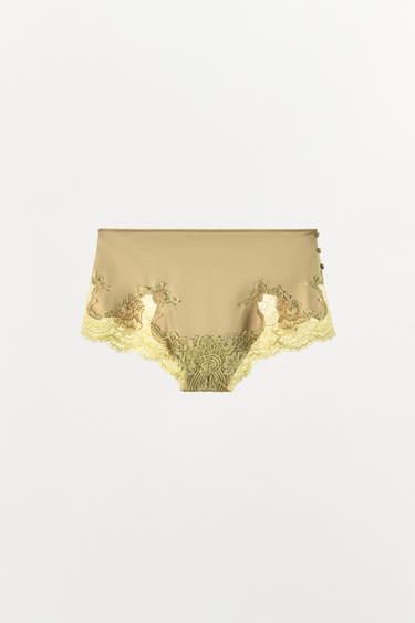 SATIN LACE BRIEFS - yellow by Zara
