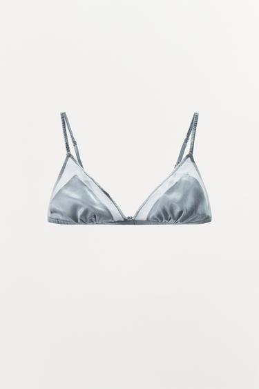 SILK TRIANGLE BRALETTE - Light blue by Zara