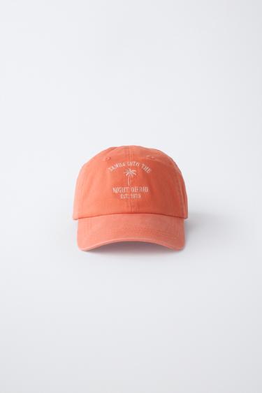 CASQUETTE EFFET DÉLAVÉ BRODÉE - Orange de Zara