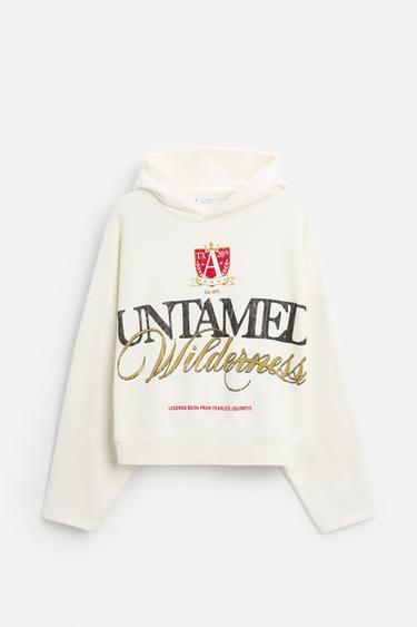 SWEATSHIRT WITH PRINTED SLOGAN - Ecru by Zara