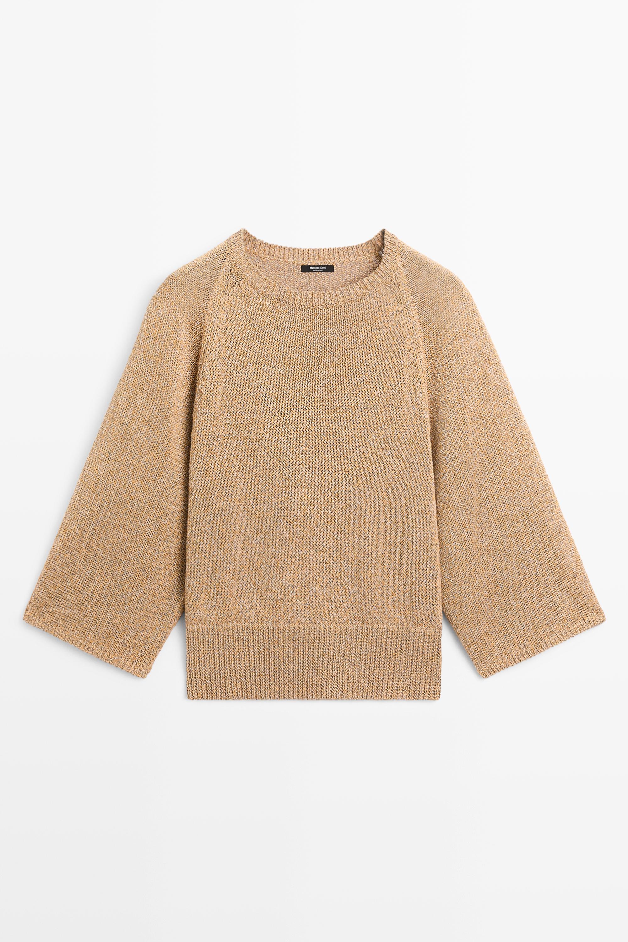 Cotton blend heathered knit sweater