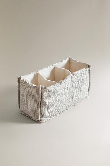 CHILDREN'S GINGHAM NAPPY CADDY - Grey by Zara - Image 1