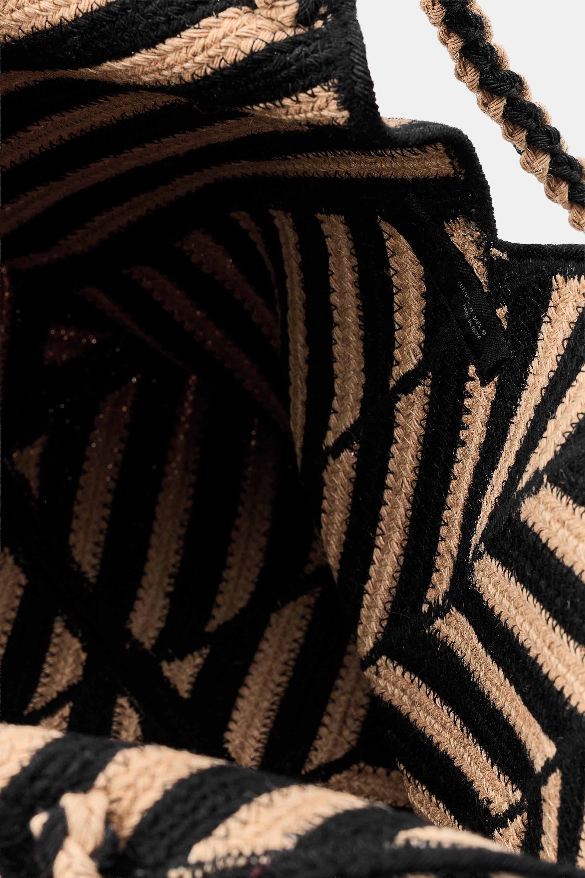 100% JUTE STRIPED BAG - taupe brown | ZARA United States