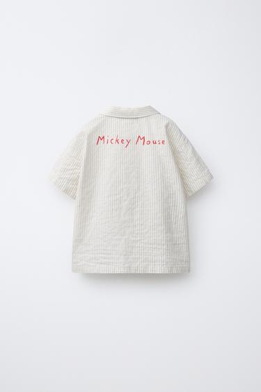 Zara MICKEY MOUSE © DISNEY STRIPED SHIRT - Ecru