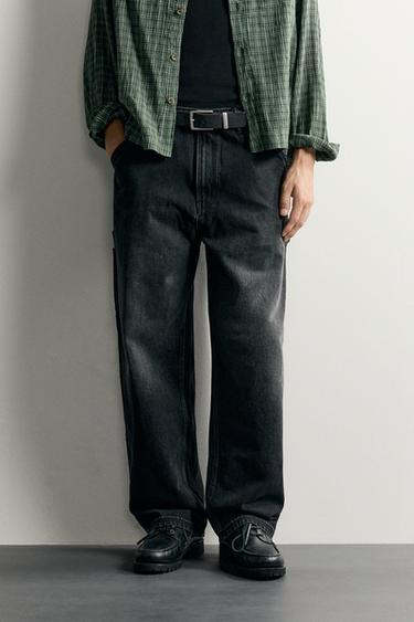 Zara CARPENTER POCKET RELAXED FIT JEANS - Charcoal