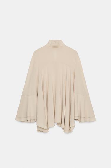 TOP CAPE EN CRÊPE GEORGETTE - Rose pâle de Zara - Image 4