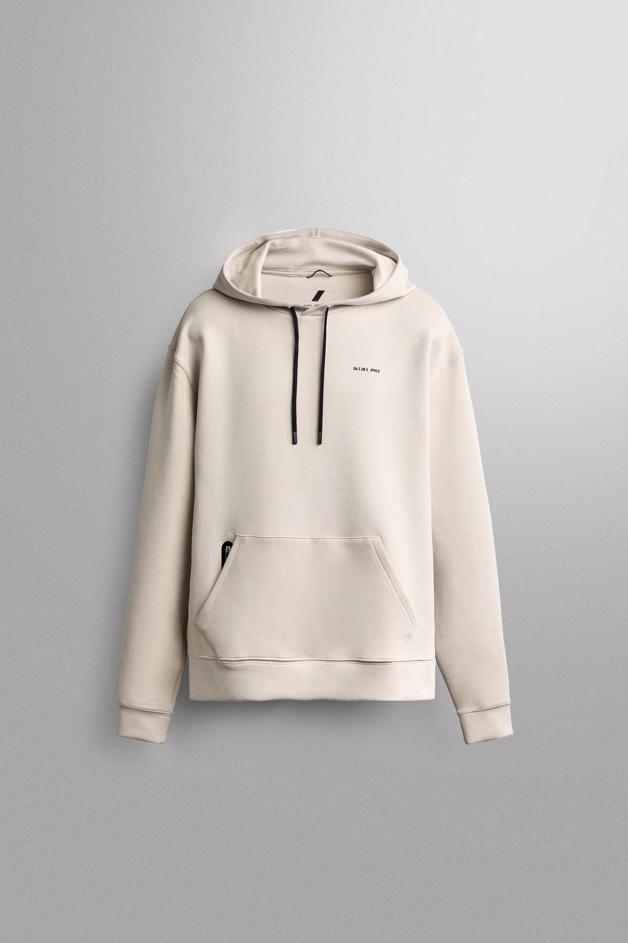TECHNICAL HOODIE SWEATSHIRT — ecru-white