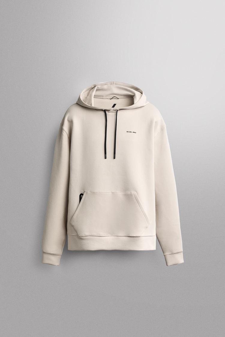 TECHNICAL HOODIE SWEATSHIRT — ecru-white