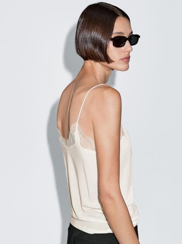Zara Camisole top with lace detail - Yellow - Image 0