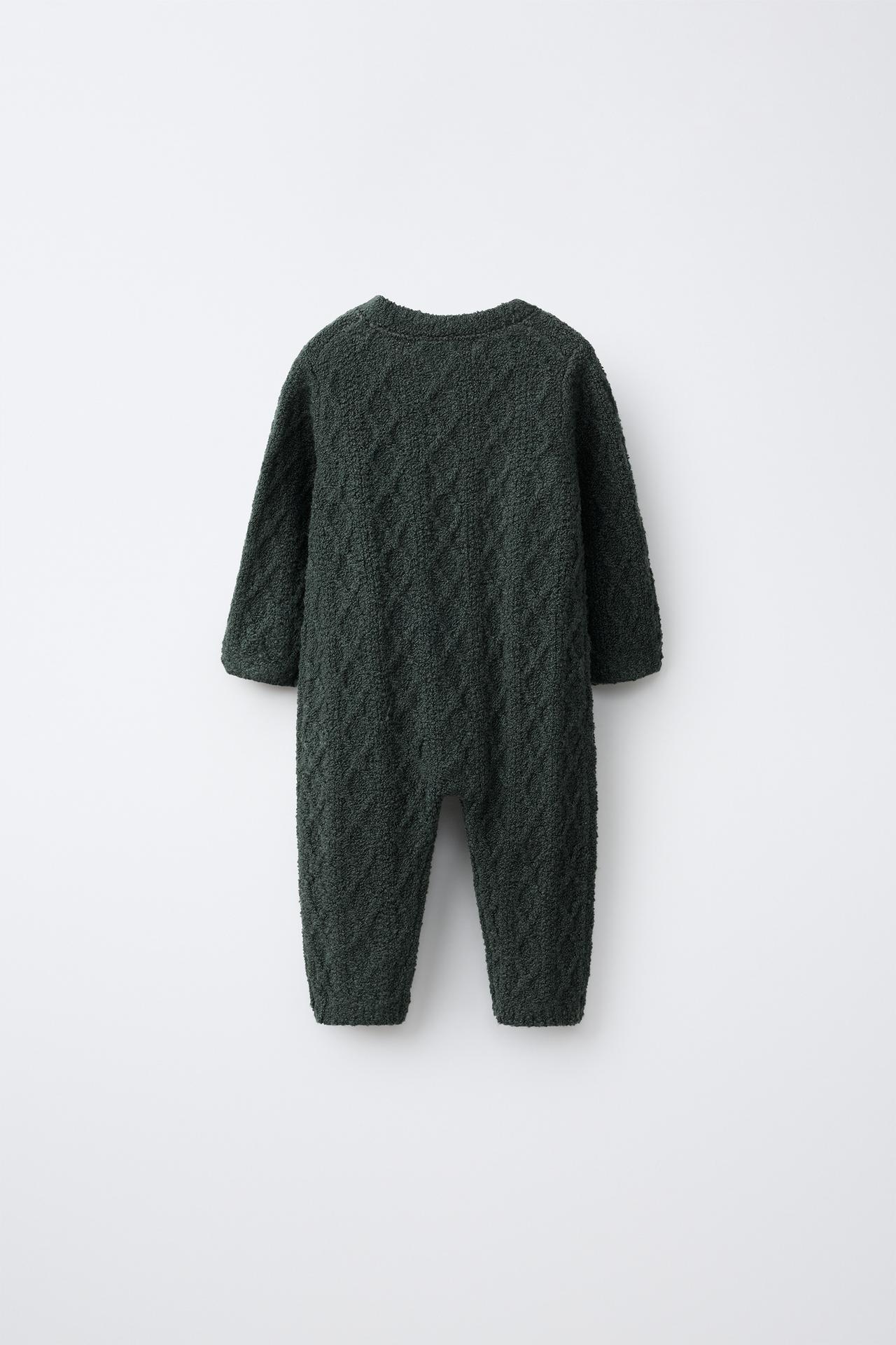 CABLE-KNIT LONG JUMPSUIT — Dark green
