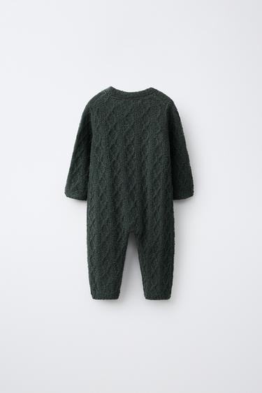 CABLE-KNIT LONG JUMPSUIT — Dark green 2