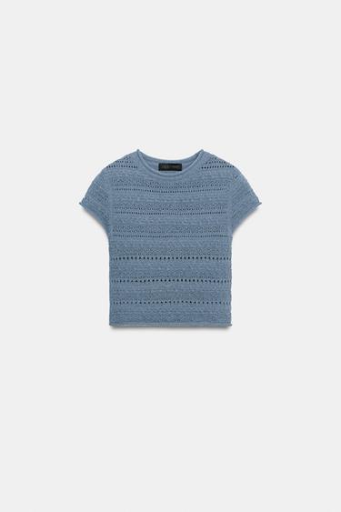 POINTELLE KNIT TOP - Indigo by Zara - Image 5