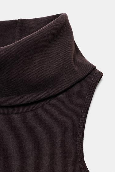 HIGH NECK SLEEVELESS TOP - Chocolate by Zara - Image 2