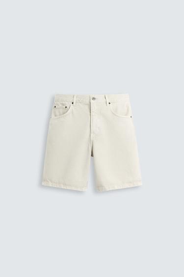 REGULAR FIT DENIM BERMUDA SHORTS - Grey by Zara