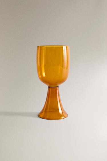 COLOURED BOROSILICATE TALL WINE GLASS X COLLAGERIE - Ochre by Zara