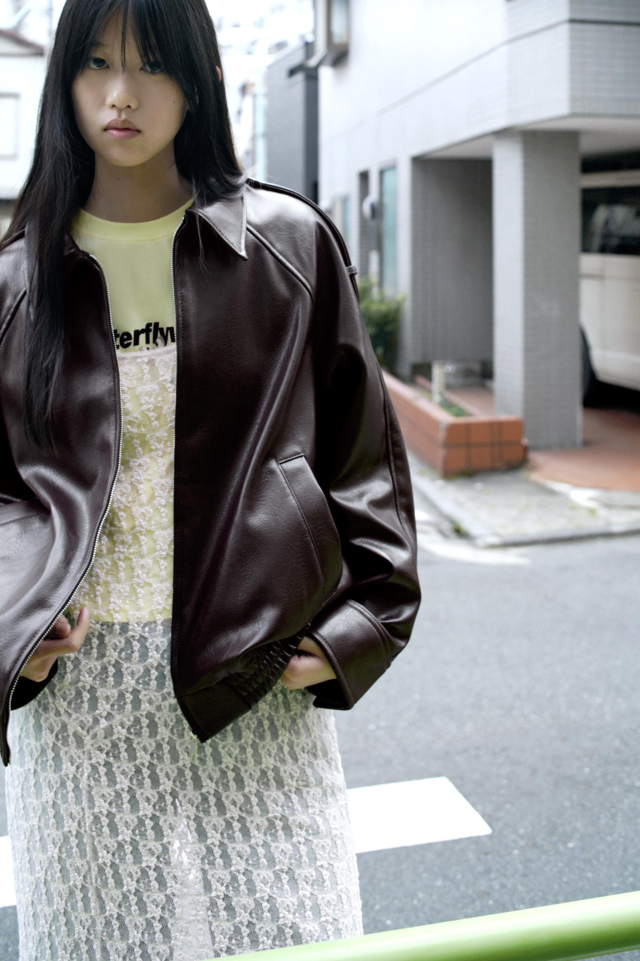 ZARA リアルレザー ボンバージャケット チョコレートブラウン