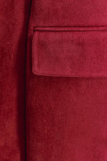 FAUX SUEDE FROCK COAT - Dark red by Zara