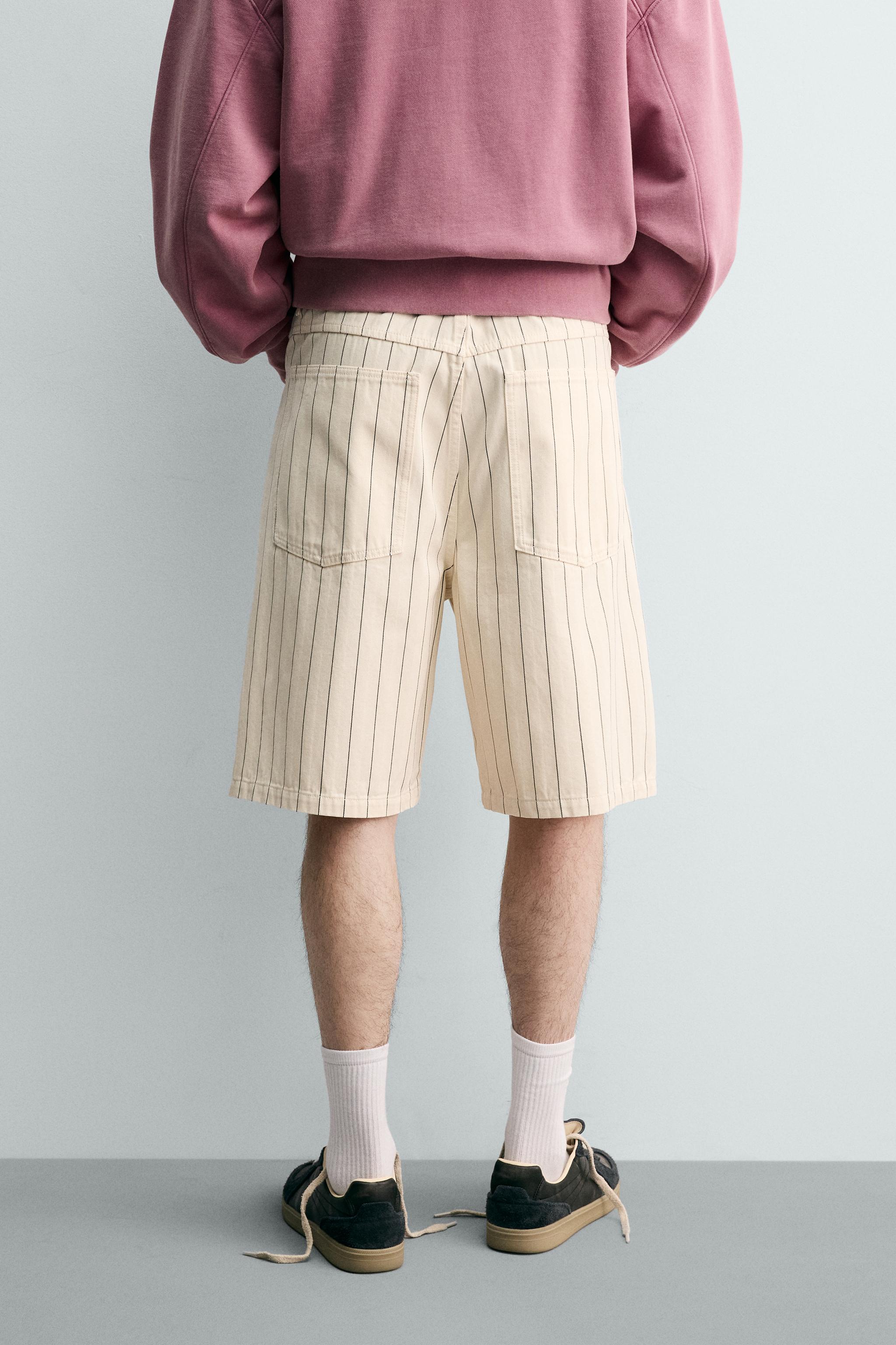 ピンストライプ柄バギーフィットバミューダパンツ - エクリュ | ZARA