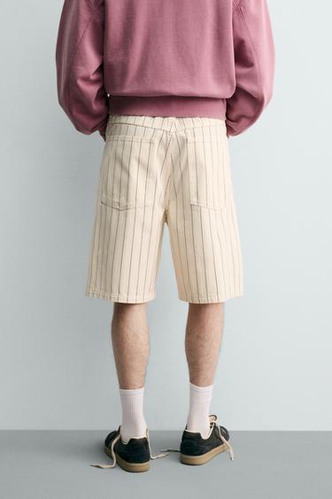PINSTRIPE BAGGY FIT BERMUDA SHORTS - Ecru by Zara - Image 2