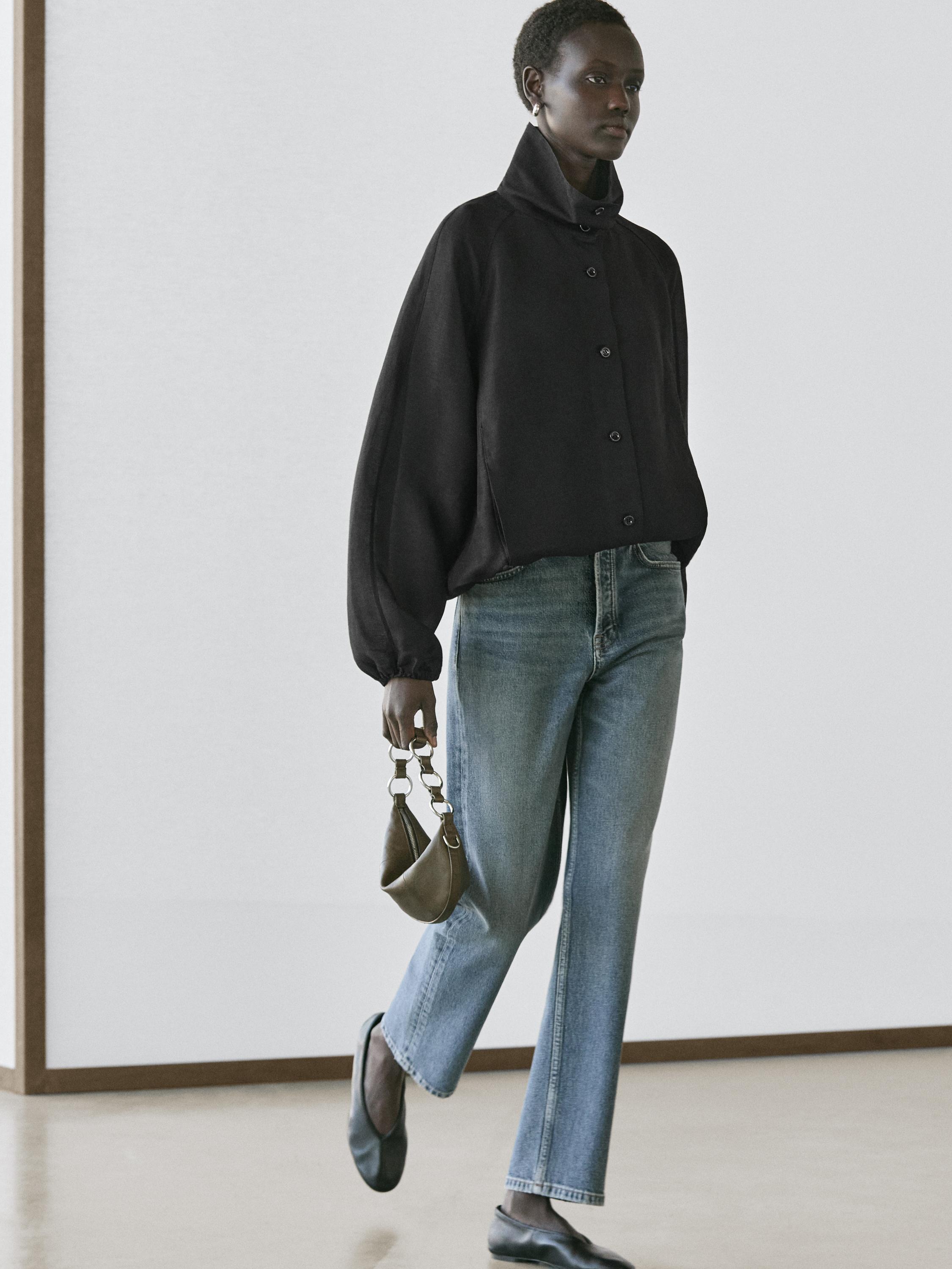 Linen and silk bomber jacket