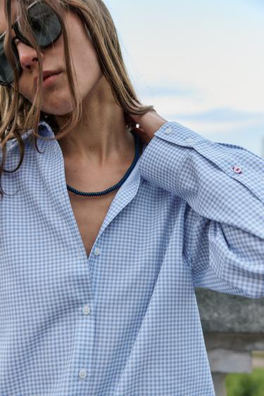 CHEMISE OXFORD À CARREAUX - Bleu / Blanc de Zara - Image 3