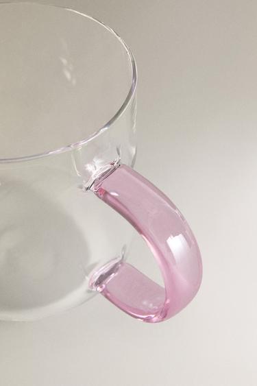 TASSE BOROSILICATE ANSE COLORÉE - Rose de Zara - Image 2