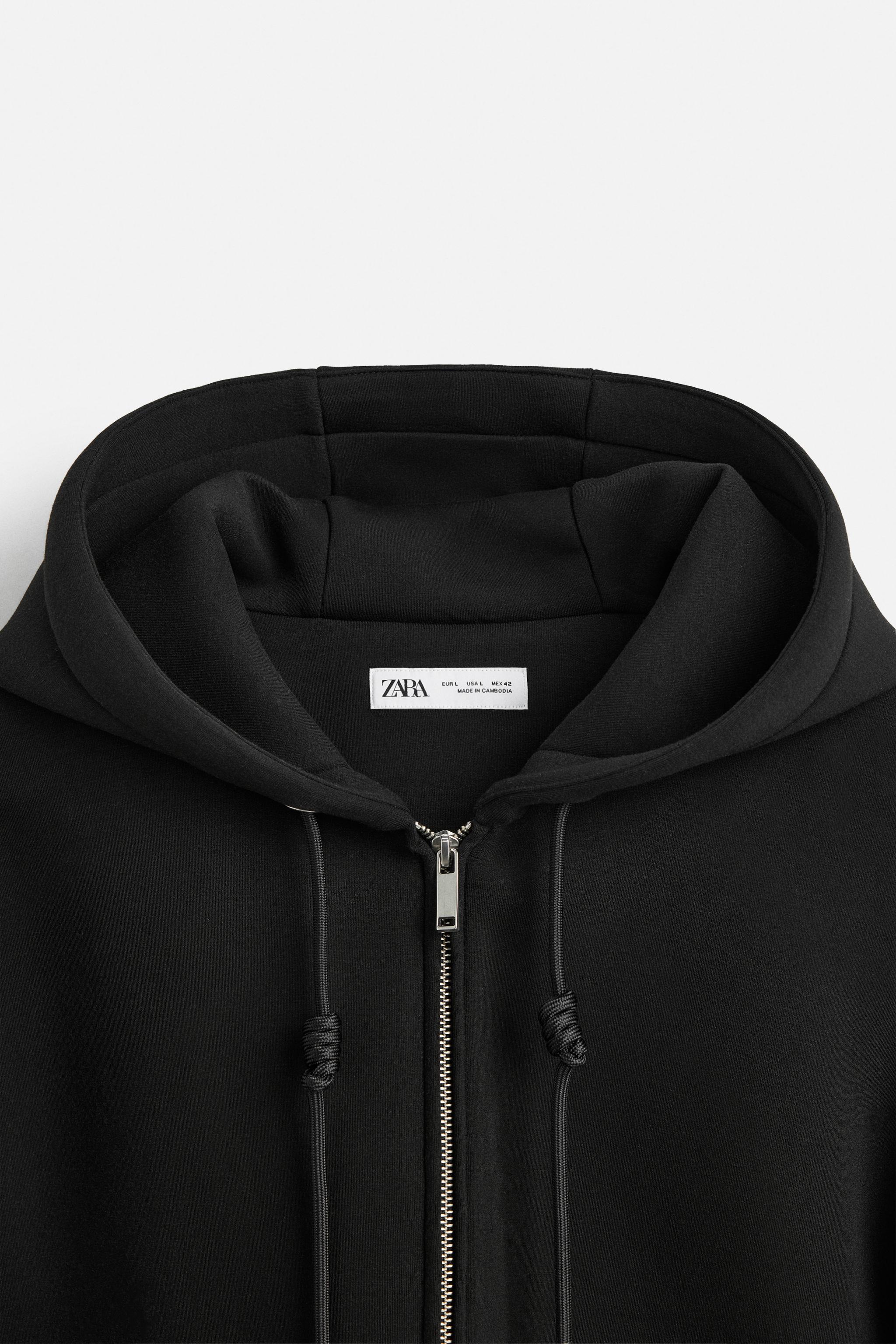 【ZARA】テクニカルジップアップフーディ ブラック 1437/410/800 TECHNICAL ZIP-UP HOODIE - Black | ZARA United States