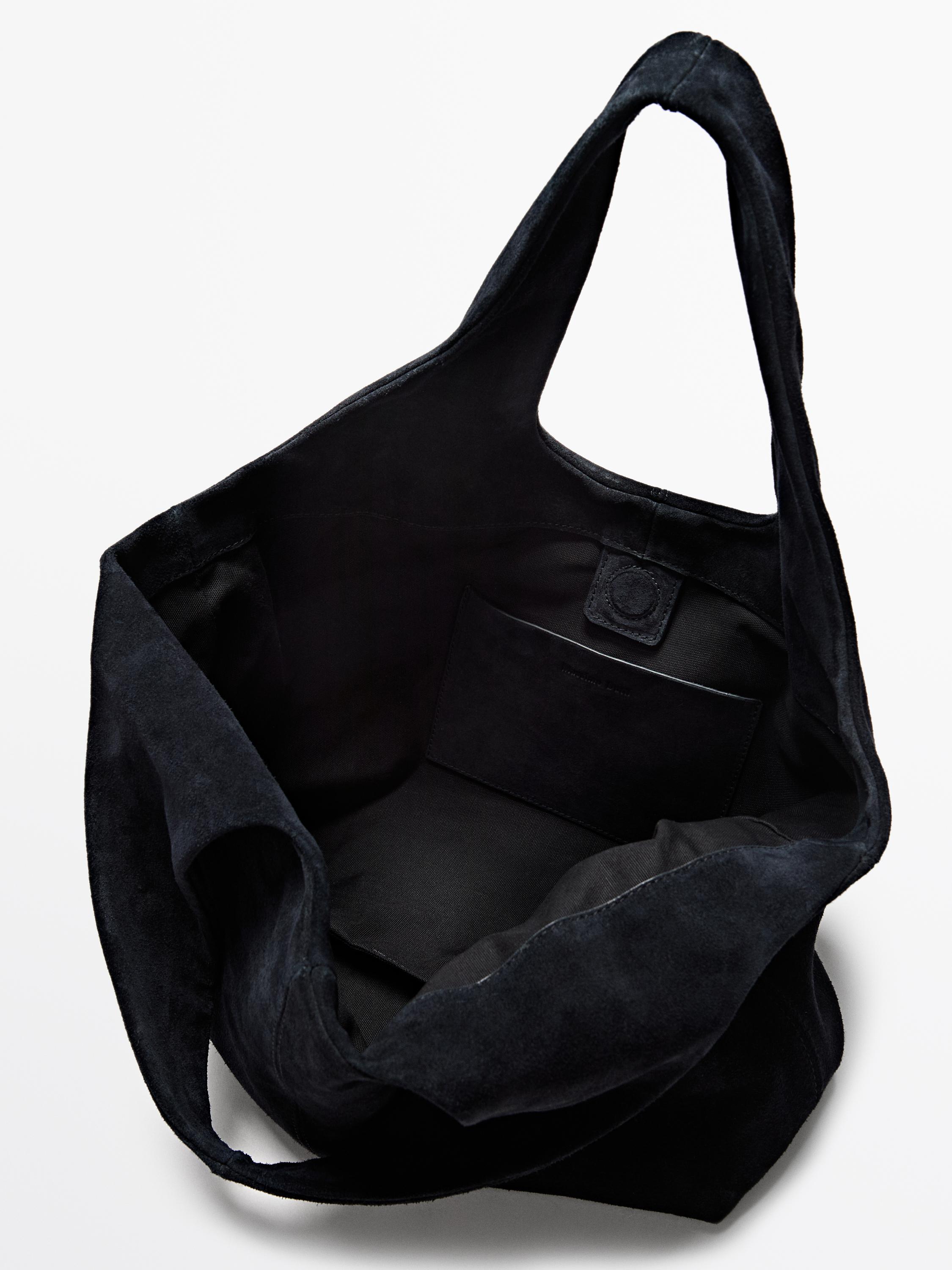 Medium split leather shopper bag
