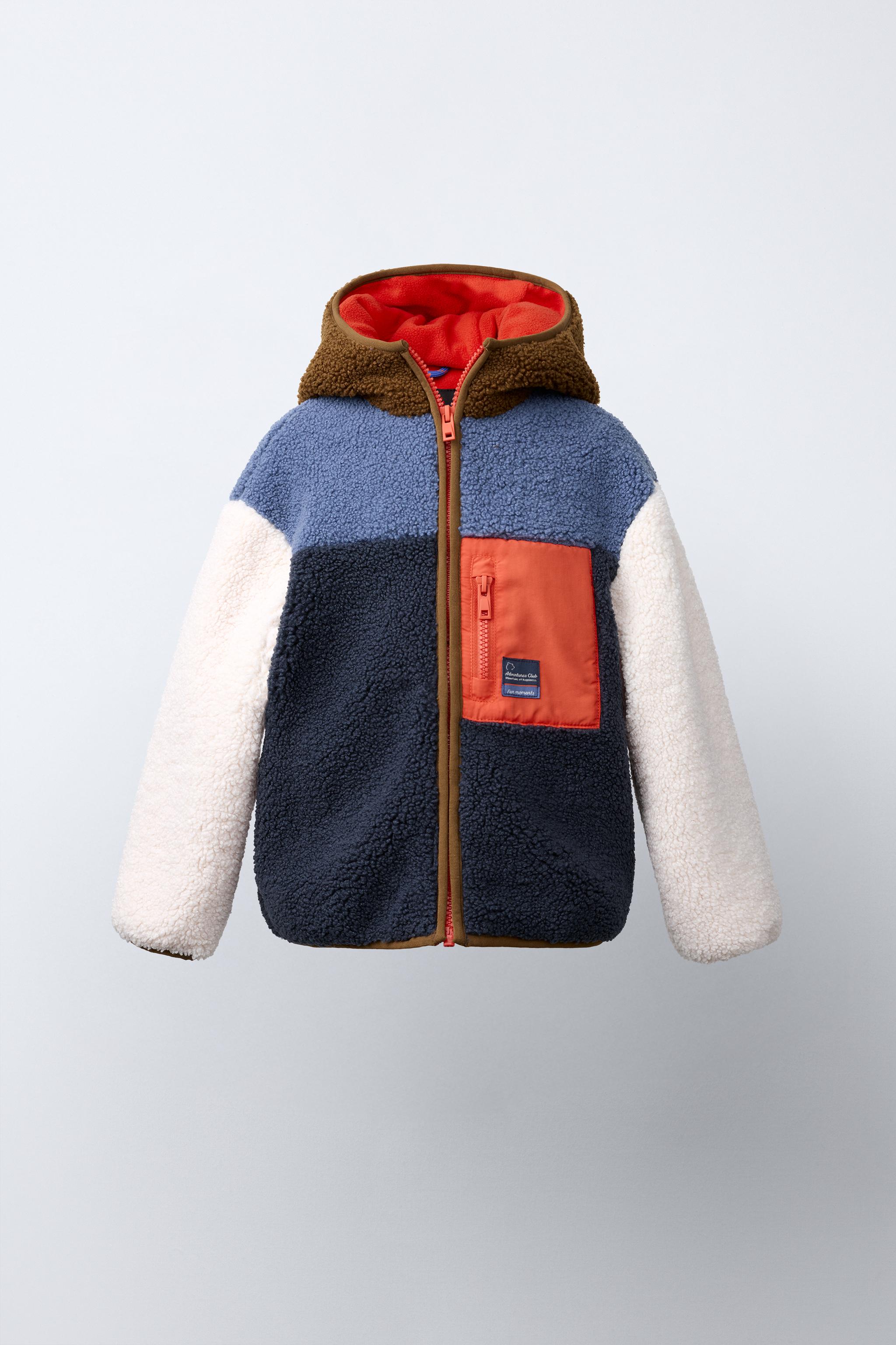 BLOUSON EFFET MOUTON COULEUR BLOCK