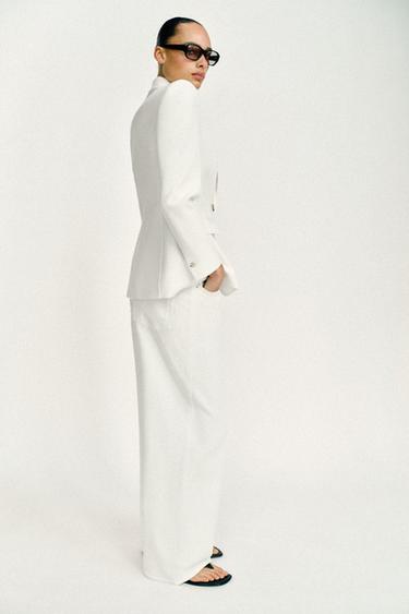 VESTE AJUSTÉE À ÉPAULETTES - Blanc cassé de Zara - Image 3