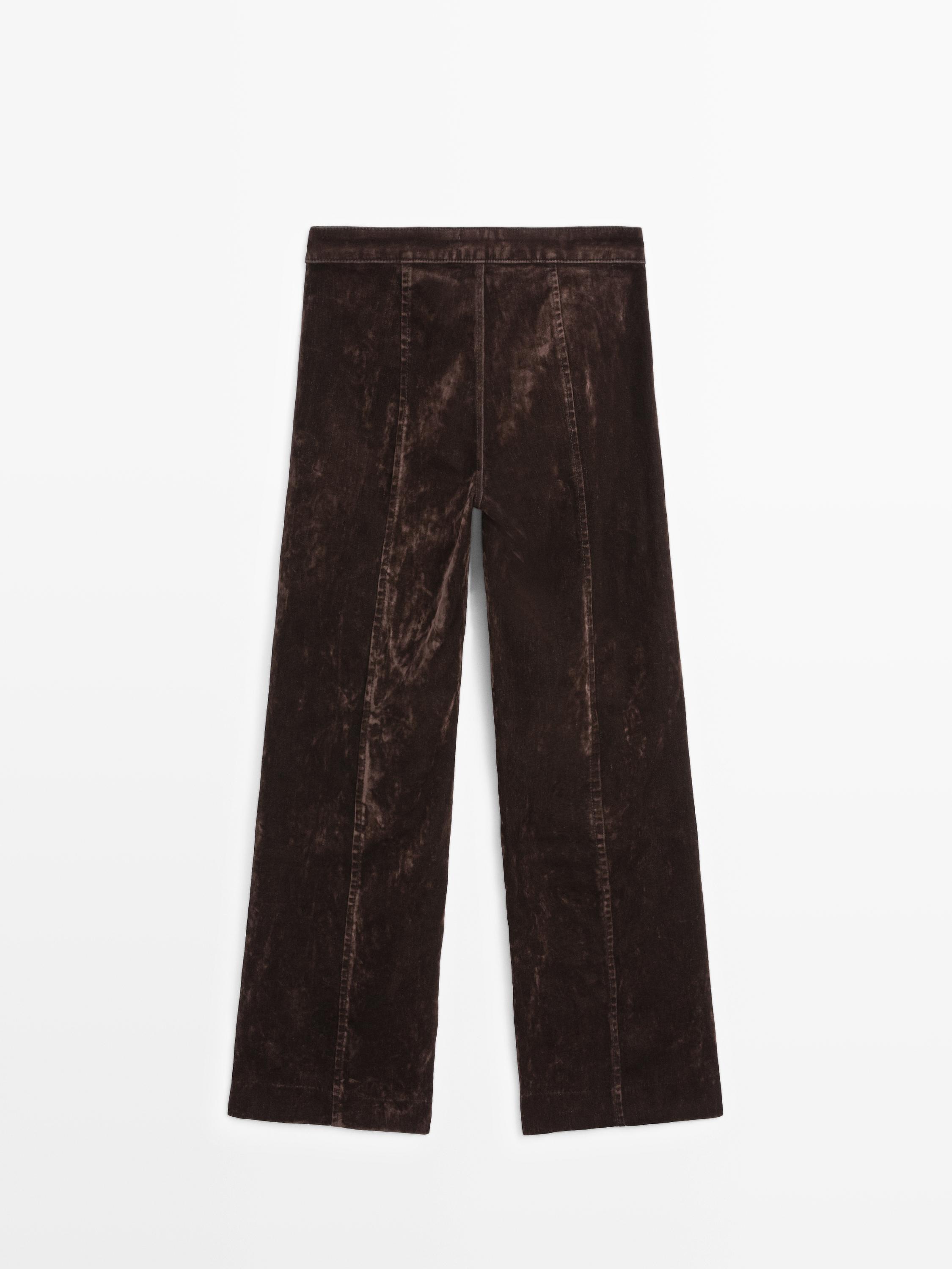 Jean flare taille haute effet velours