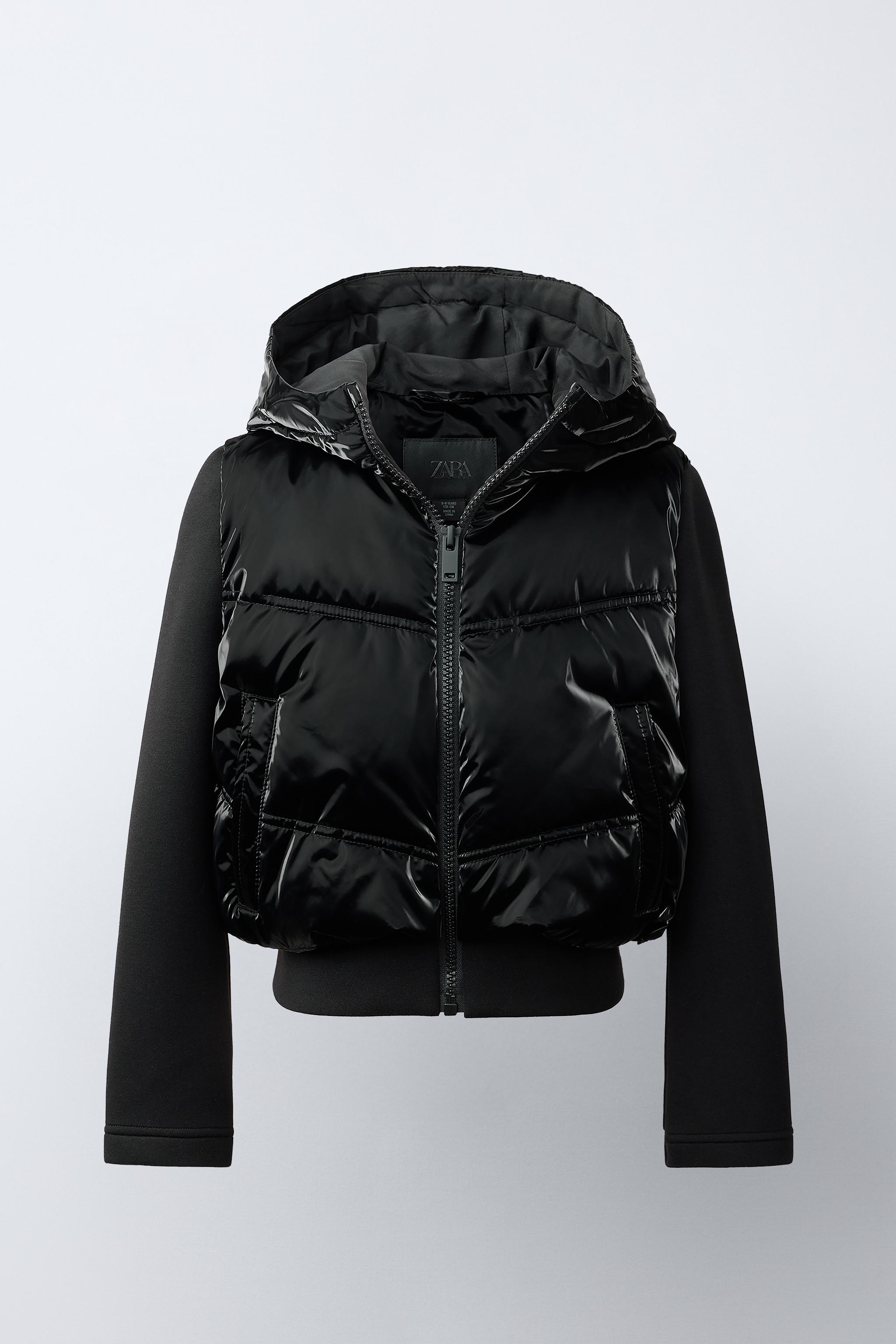 COMBINED QUILTED HOODED JACKET — Black