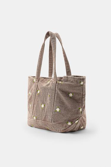 MINI SAC EN DENIM FLEURS BRODÉES - Tuile de Zara - Image 3