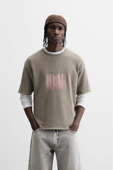 FADED PRINTED KNIT T-SHIRT - Grey by Zara