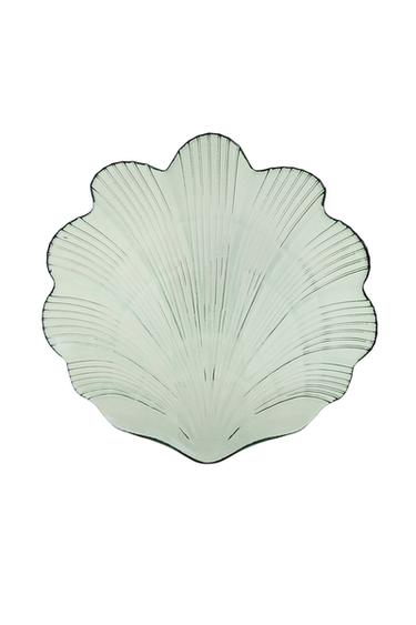 PLAT EN VERRE COQUILLAGE ONDULÉ - Bleu / Vert de Zara