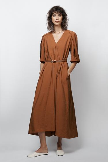 Zara MIDI HALJINA S TEKSTUROM ZW COLLECTION LIMITED EDITION – cigla – Slika 0