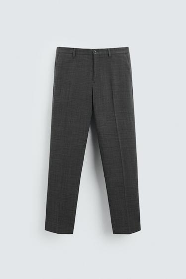 CALÇA DE TRAJE COM ESTRUTURA - Cinza-escuro da Zara