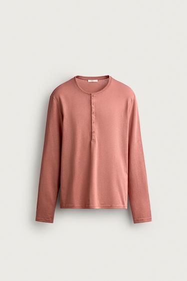 CAMISETA RELAXED FIT ALGODÃO - LINHO - Coral da Zara