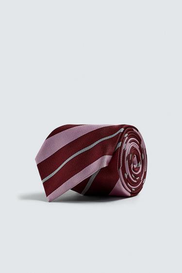 CORBATA 100% SEDA RAYAS - Rosa de Zara - Imagen 0