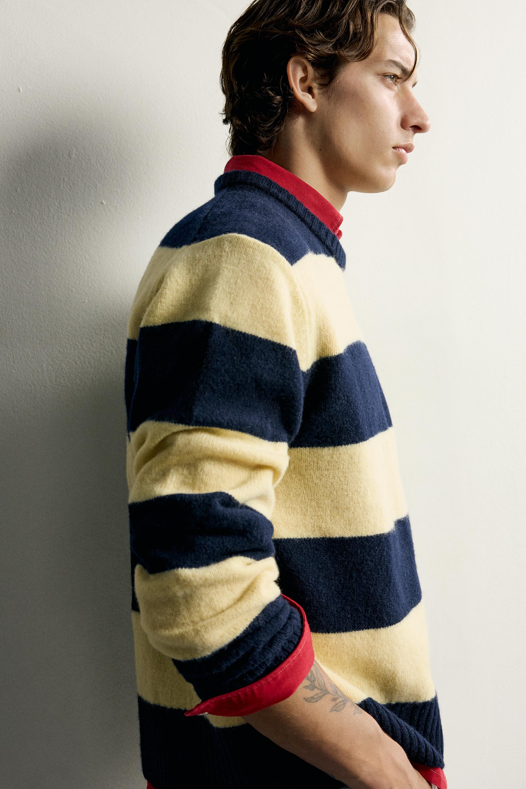 100% WOOL STRIPED SWEATER