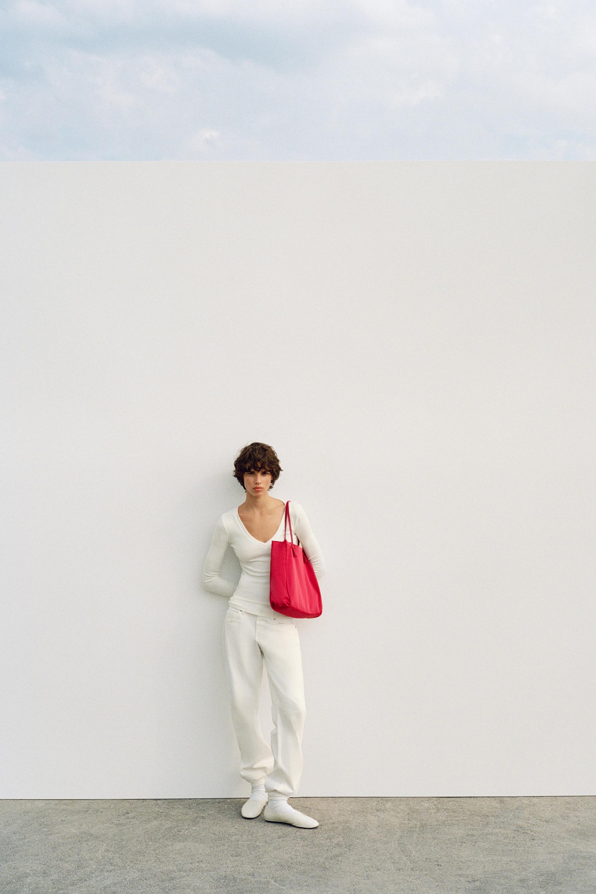 SATIN SHOPPER BAG — Red