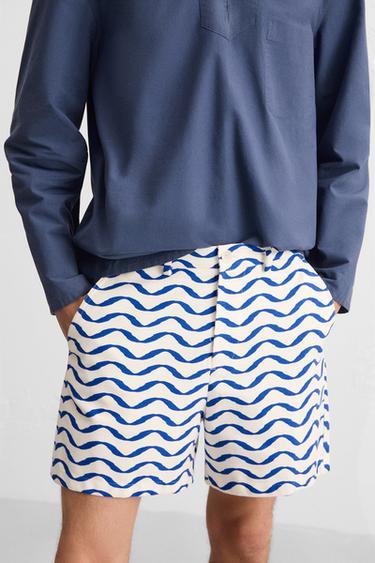 BERMUDA CORTA ONDAS - Azul / Blanco de Zara
